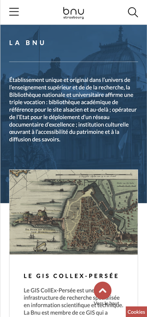 Aperçu de l'écran mobile de la BNU de Starbourg