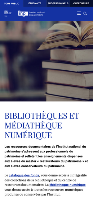 Aperçu de la page mobile médiathèque du site de l'INP